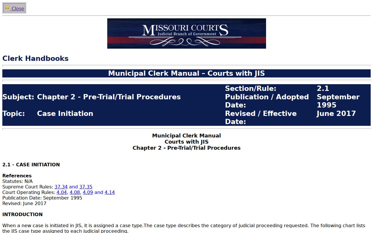 Pulaski County case lookup reference for municipal case initiation and citation numbering